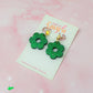 Christmas Flowers - Green glitter Christmas resin earrings
