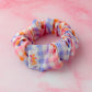 Jess- Lilac & Orange gingham print Wide scrunchie