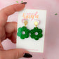 Christmas Flowers - Green glitter Christmas resin earrings