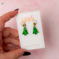 Christmas Trees - Green glitter Resin drop stud Earrings