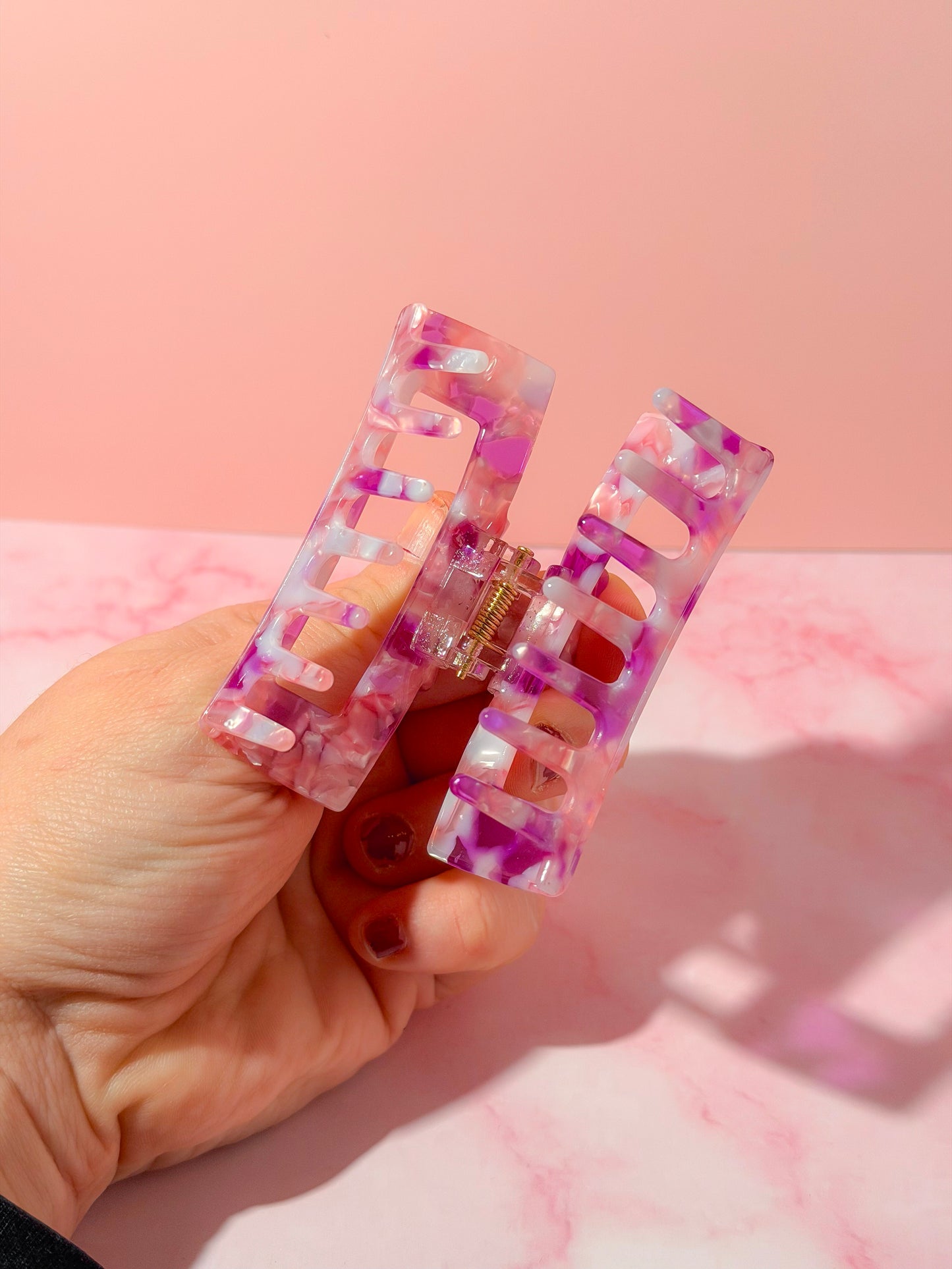 Bloom pink and purple medium Hair Claw Clip – Comfortable, Everyday Hold