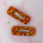 Cosy Christmas - Gold & Red Oblong Glitter Resin Hair Clips