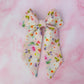 Eloise - Pink Floral print long Hair Bow