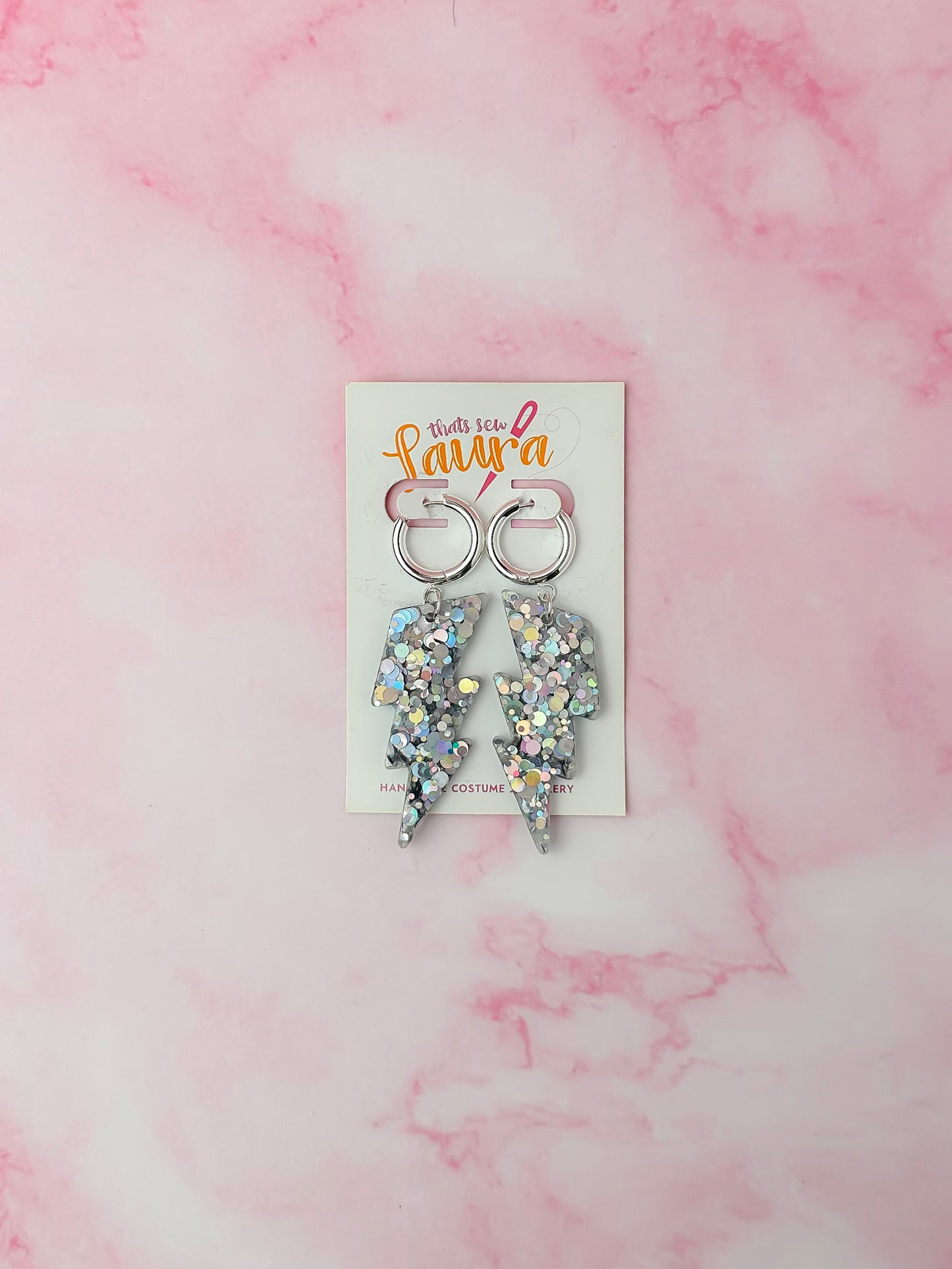 Aquarius lighting bolts - silver Resin Earrings