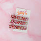 Lucia - pink and red heart glitter Trio Resin Hair Clips