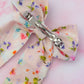 Eloise - Pink Floral print long Hair Bow