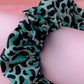 Brittany - Teal and black Leopard print classic scrunchie