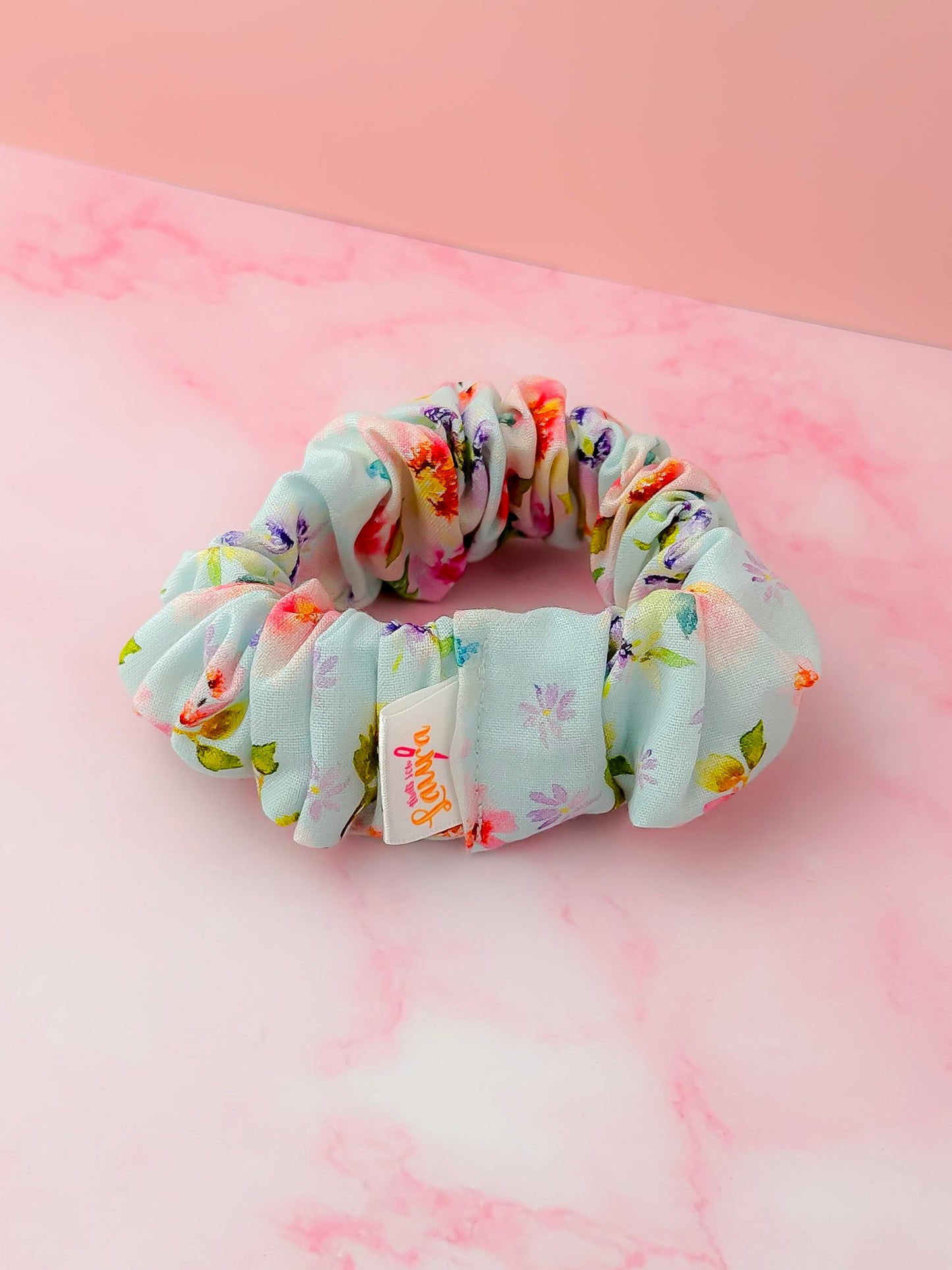 Lois - Blue Floral print Wide scrunchie