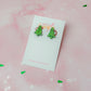 Starry Christmas Trees - Green star glitter Resin stud Earrings