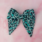 Brittany - Teal Leopard print classic Hair Bow