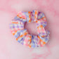 Jess- Lilac & Orange gingham print classic scrunchie