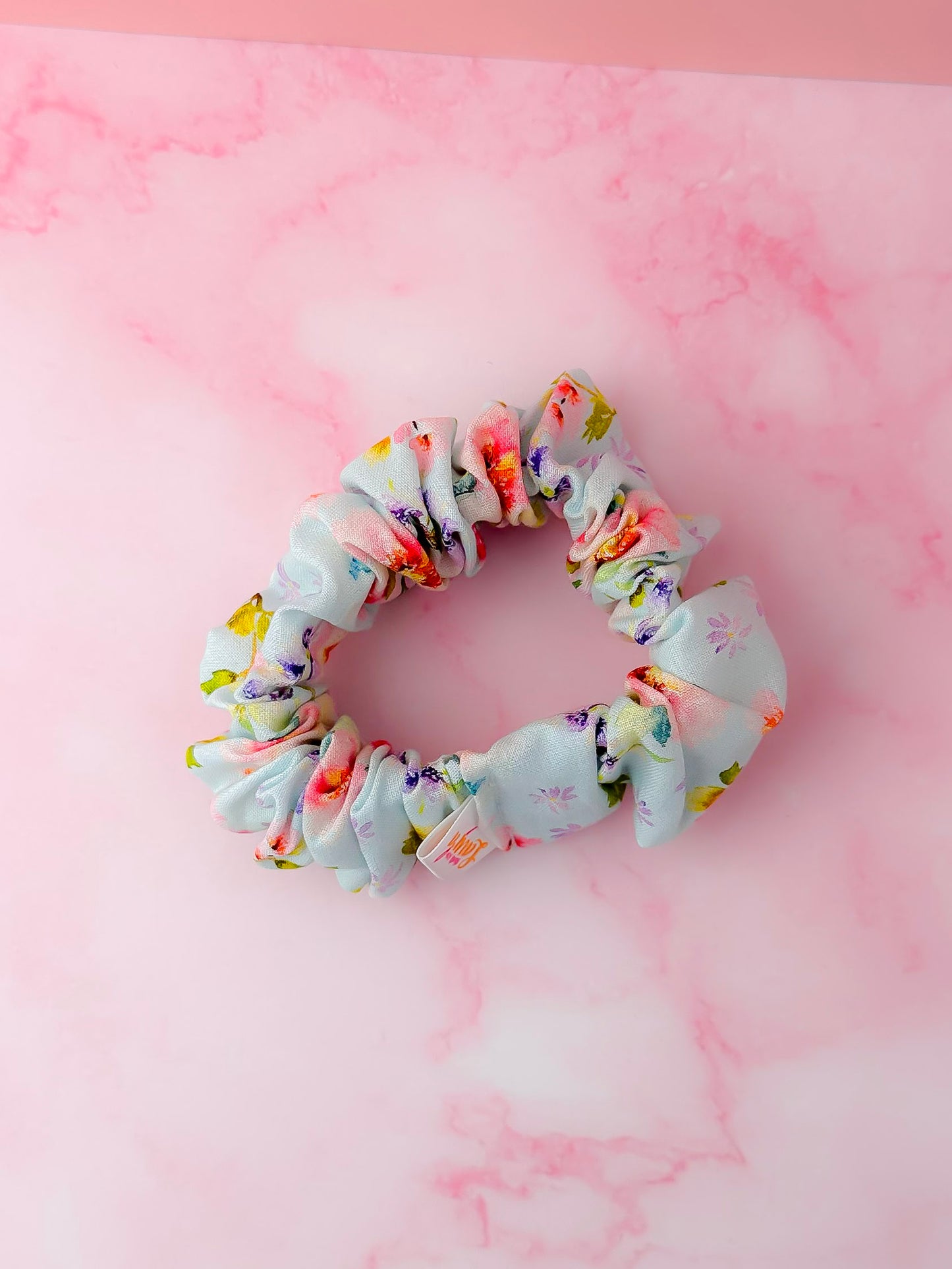 Lois - Blue Floral print Wide scrunchie