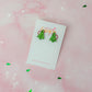 Starry Christmas Trees - Green star glitter Resin stud Earrings