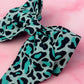 Brittany - Teal Leopard print classic Hair Bow