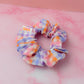 Jess- Lilac & Orange gingham print classic scrunchie