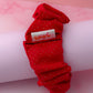 Scarlett -  Red & Gold polka dot print wide scrunchie