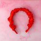 Bonfire - Reddish Orange Satin Scrunchie Headband