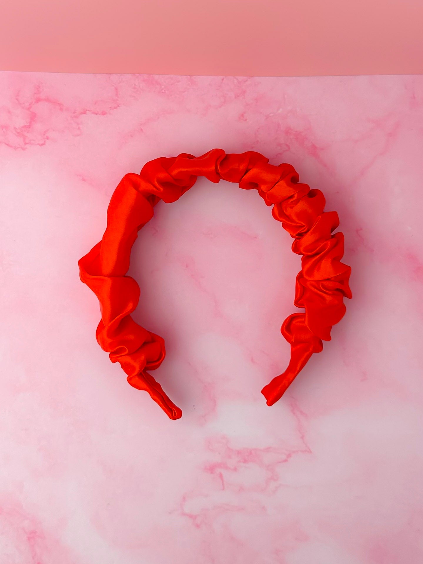 Bonfire - Reddish Orange Satin Scrunchie Headband