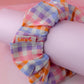 Jess- Lilac & Orange gingham print classic scrunchie