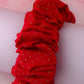 Scarlett -  Red & Gold polka dot print wide scrunchie