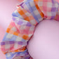 Jess- Lilac & Orange gingham print classic scrunchie
