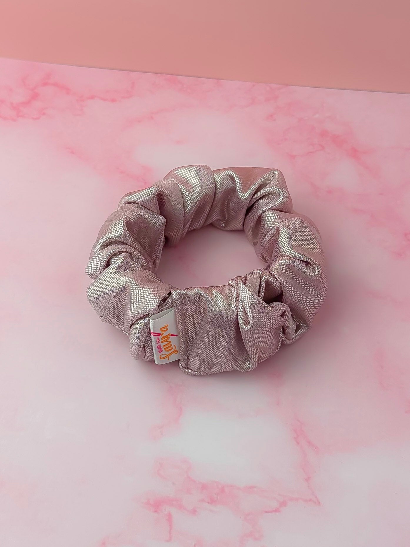 Shimmer - Light Pink Foil wide scrunchie