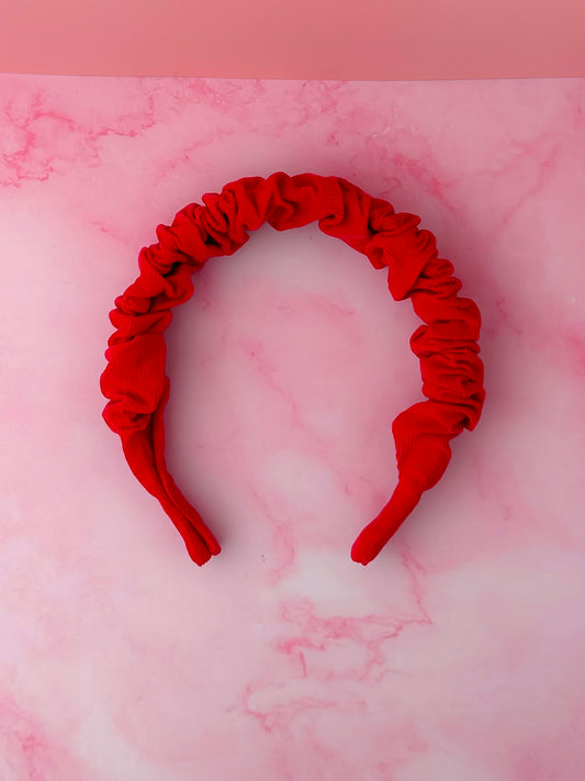 Holly - Red Needlecord Scrunchie Headband