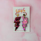 Scorpio lighting bolts - Pink & gold Resin Earrings