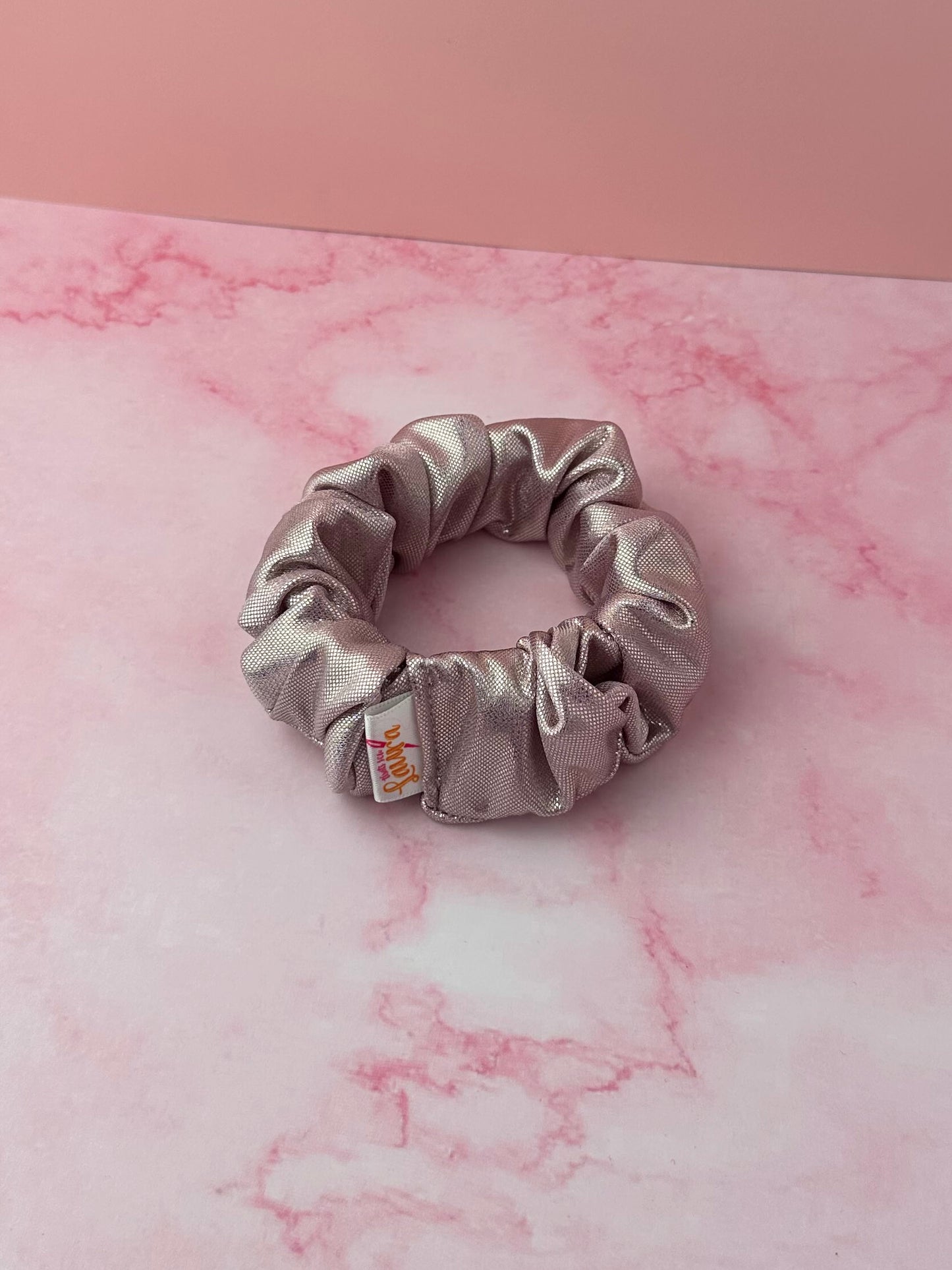 Shimmer - Light Pink Foil wide scrunchie