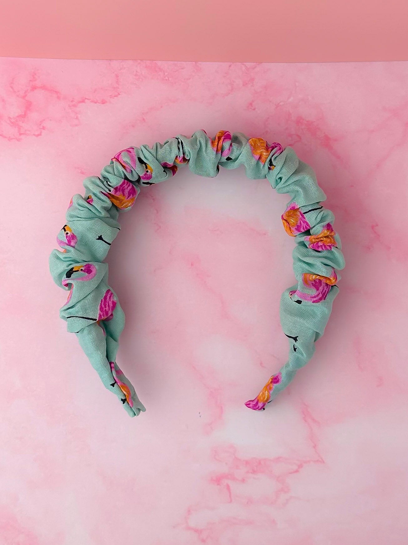 Flamingo Fancy - Blue & Pink Flamingo Scrunchie Headband
