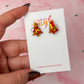 Cosy Christmas Trees - Red & Gold glitter Resin stud Earrings