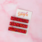 Scorpio - Pink & Orange Glitter Trio Resin Hair Clips