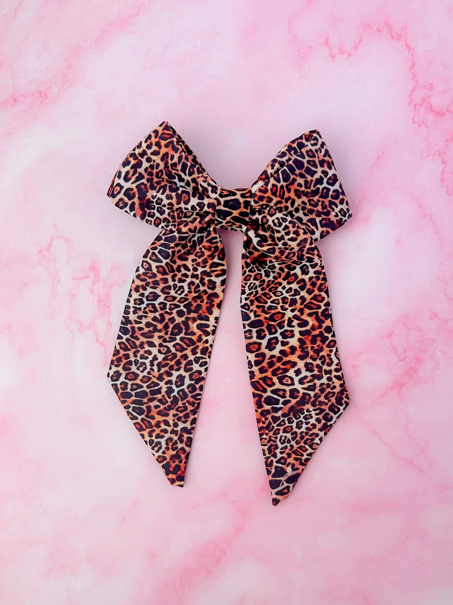 Leo - classic leopard print long Hair Bow