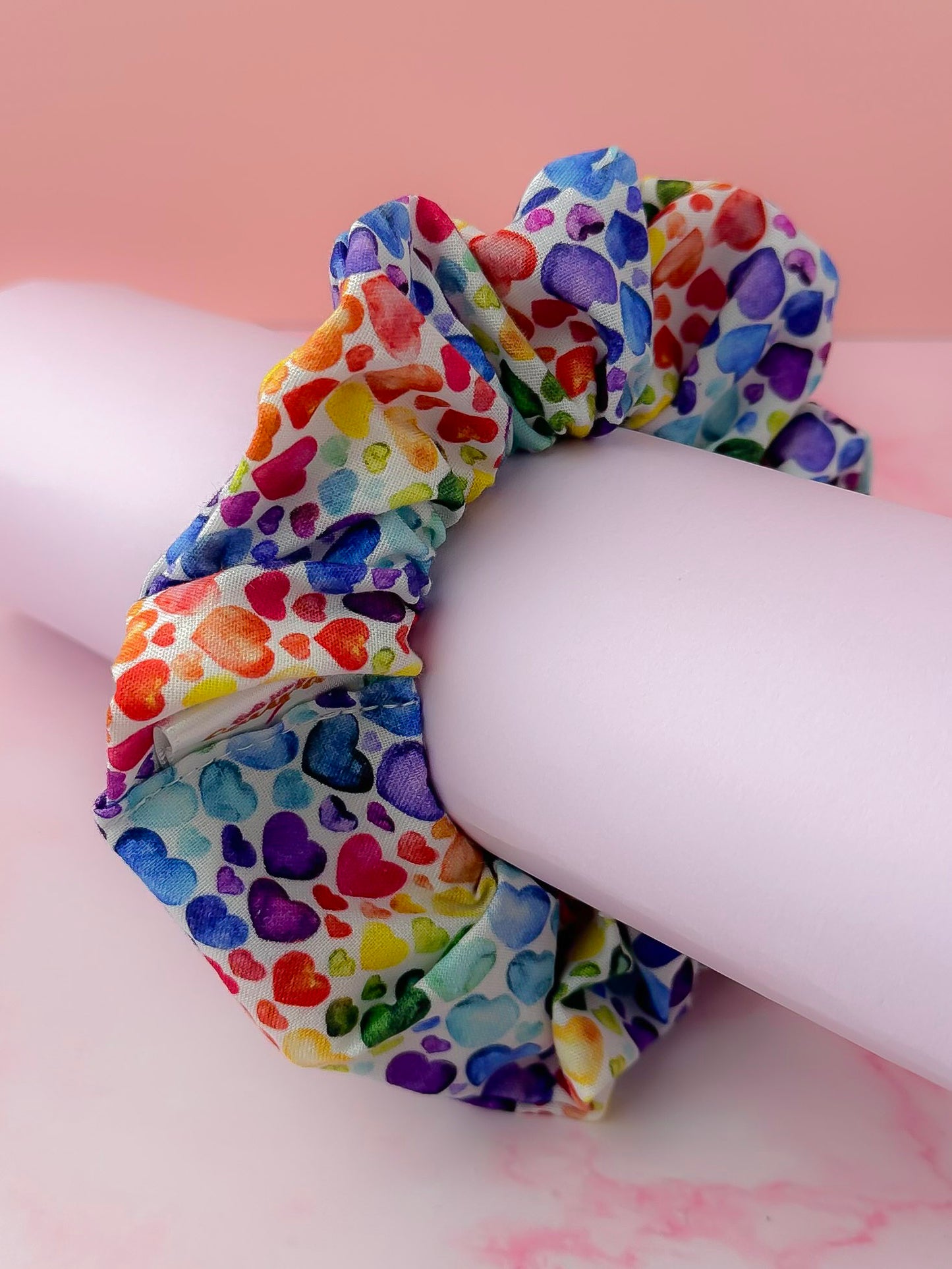 Watercolour Heart Dark - multicolour heart print classic scrunchie