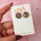Festive Circles - Red, Green & White glitter Resin stud Earrings