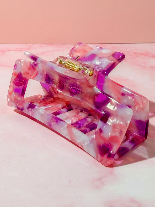 Bloom pink and purple medium Hair Claw Clip – Comfortable, Everyday Hold
