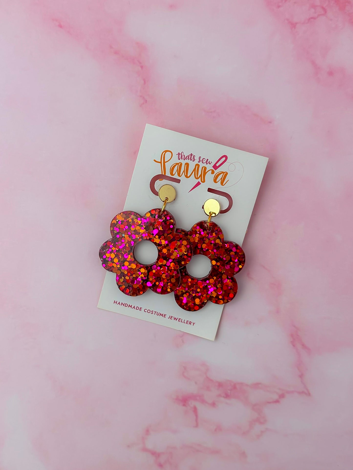 Juniper Flowers - Pink & orange Resin Earrings