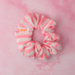 Kelly - Pink & White striped print classic gym & swim scrunchie