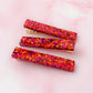 Scorpio - Pink & Orange Glitter Trio Resin Hair Clips