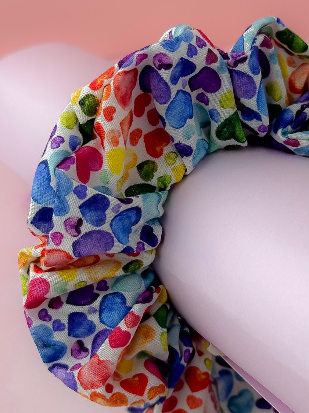 Watercolour Heart Dark - multicolour heart print classic scrunchie