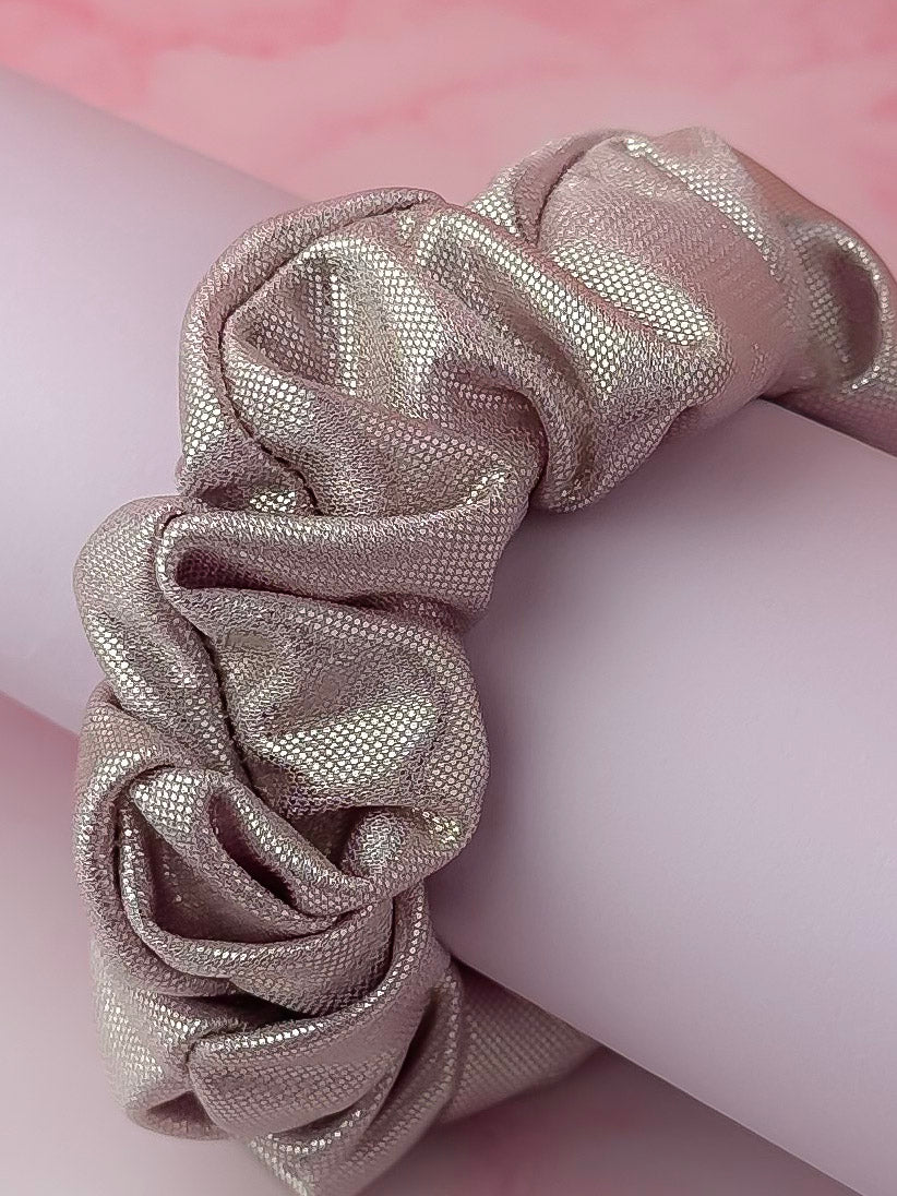 Shimmer - Light Pink Foil wide scrunchie