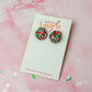 Festive Circles - Red, Green & White glitter Resin stud Earrings