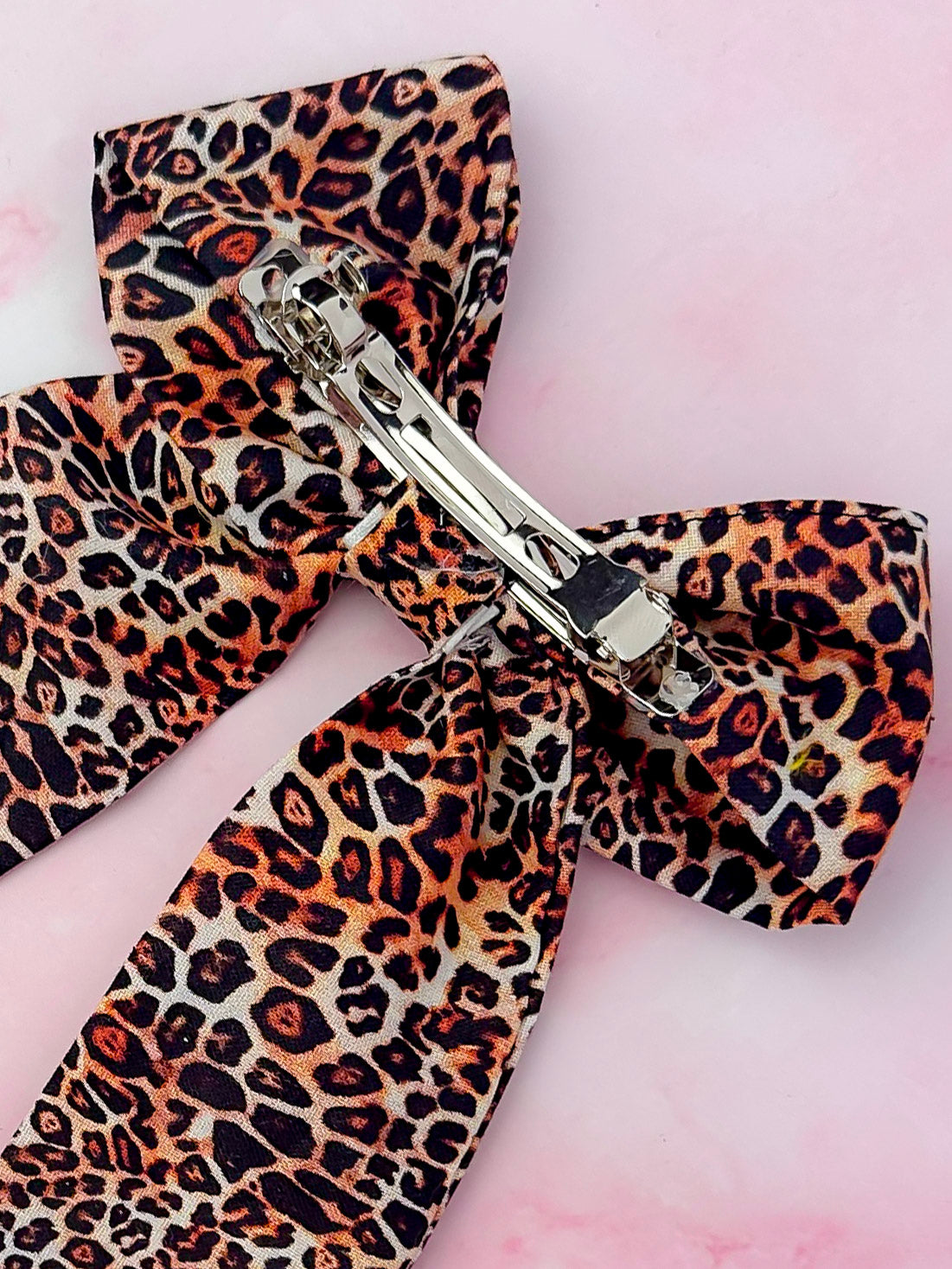 Leo - classic leopard print long Hair Bow