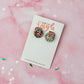 Festive Circles - Red, Green & White glitter Resin stud Earrings