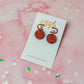 Red circle drops - Red glitter Resin stud Earrings