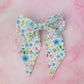 Cleo - Floral print long Hair Bow