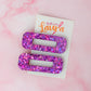 Ursula - Purple Glitter Oblong Resin Hair Clips