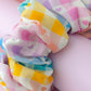 Elsie - multicoloured heart checkered print XL Scrunchie