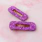 Ursula - Purple Glitter Oblong Resin Hair Clips