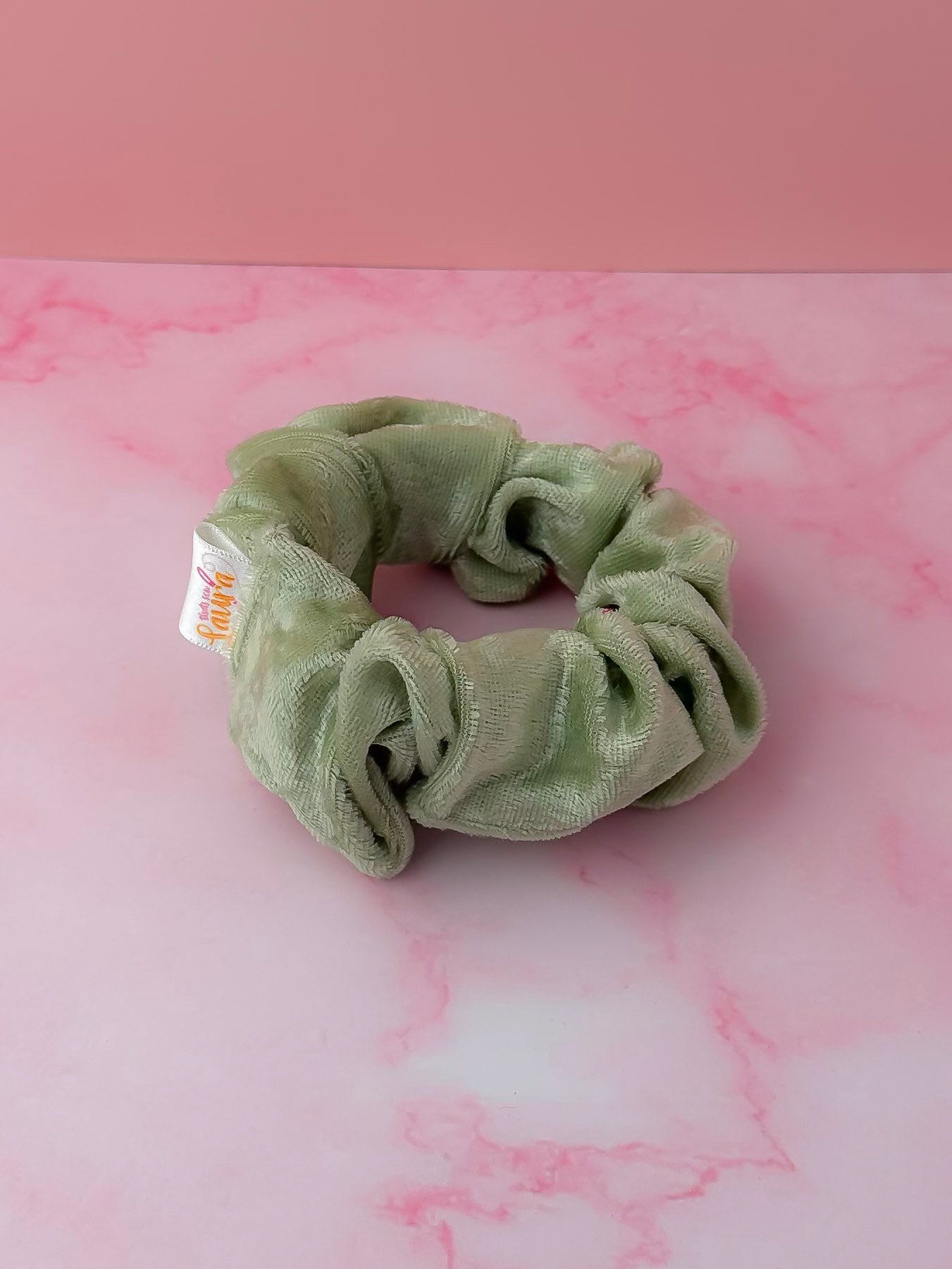 Meadow - Pale green velvet wide scrunchie